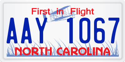 NC license plate AAY1067