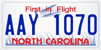 NC license plate AAY1070