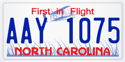 NC license plate AAY1075