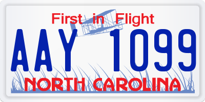 NC license plate AAY1099