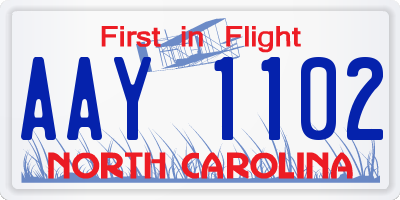 NC license plate AAY1102