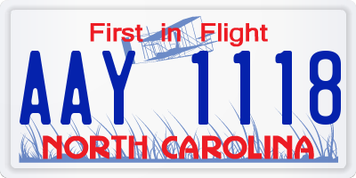 NC license plate AAY1118