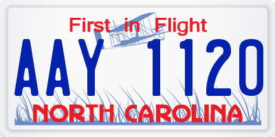 NC license plate AAY1120