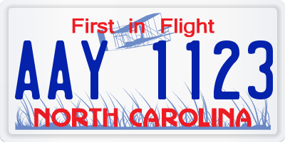 NC license plate AAY1123