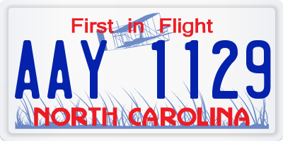 NC license plate AAY1129