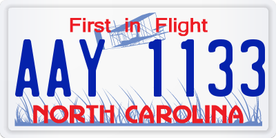 NC license plate AAY1133