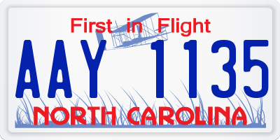 NC license plate AAY1135