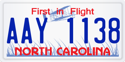 NC license plate AAY1138