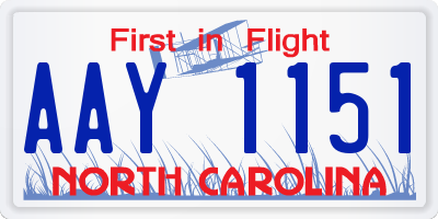 NC license plate AAY1151