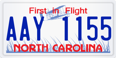 NC license plate AAY1155