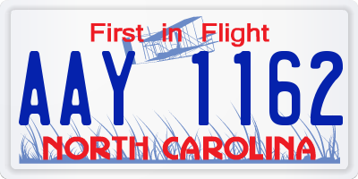 NC license plate AAY1162