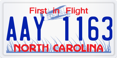 NC license plate AAY1163