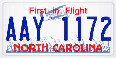 NC license plate AAY1172
