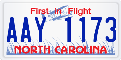 NC license plate AAY1173