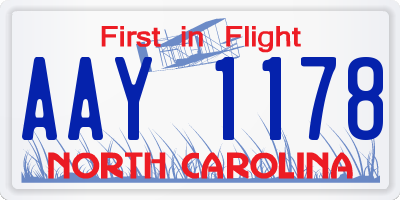 NC license plate AAY1178