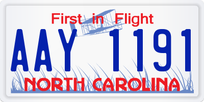 NC license plate AAY1191