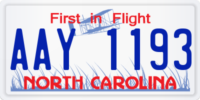 NC license plate AAY1193
