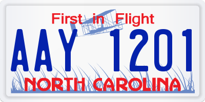 NC license plate AAY1201