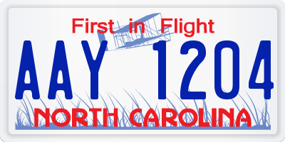 NC license plate AAY1204