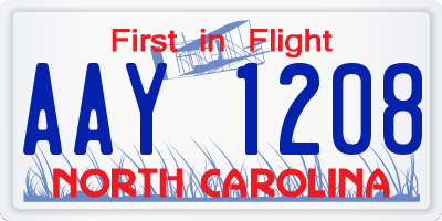 NC license plate AAY1208