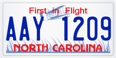 NC license plate AAY1209