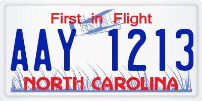 NC license plate AAY1213