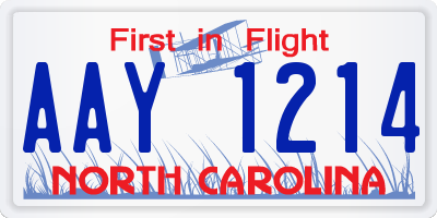NC license plate AAY1214