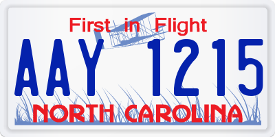 NC license plate AAY1215