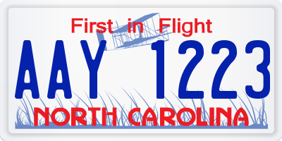 NC license plate AAY1223