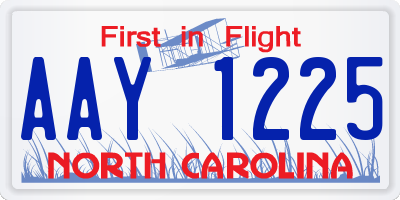 NC license plate AAY1225