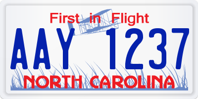 NC license plate AAY1237
