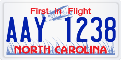 NC license plate AAY1238