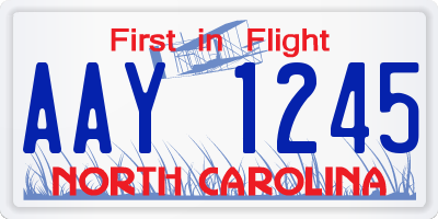 NC license plate AAY1245