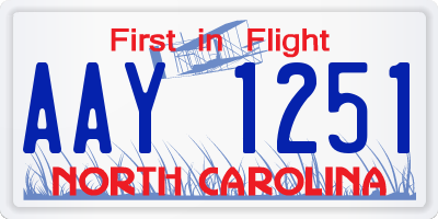 NC license plate AAY1251