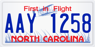 NC license plate AAY1258