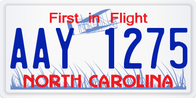 NC license plate AAY1275