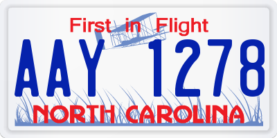 NC license plate AAY1278