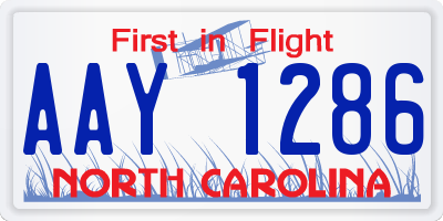 NC license plate AAY1286