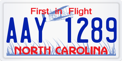 NC license plate AAY1289
