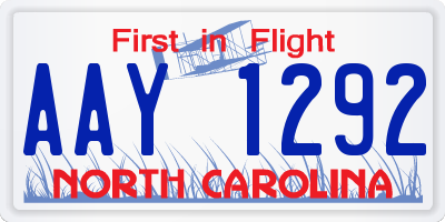 NC license plate AAY1292