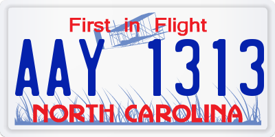 NC license plate AAY1313