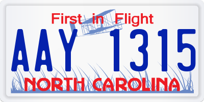 NC license plate AAY1315