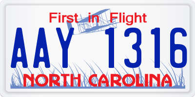 NC license plate AAY1316