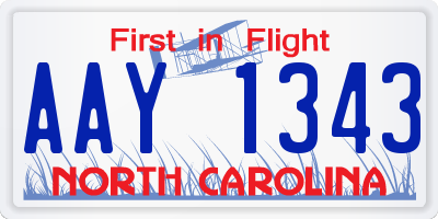 NC license plate AAY1343