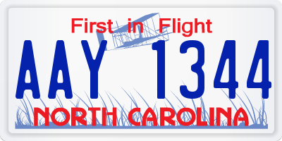 NC license plate AAY1344