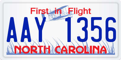 NC license plate AAY1356