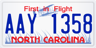 NC license plate AAY1358
