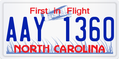 NC license plate AAY1360