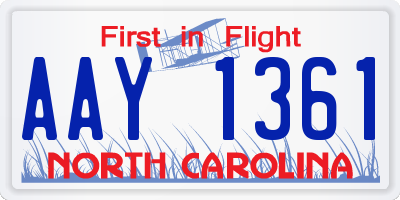 NC license plate AAY1361