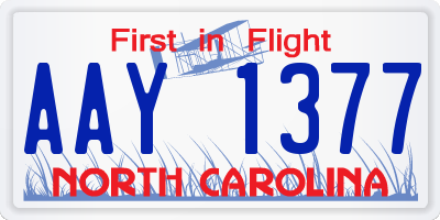 NC license plate AAY1377